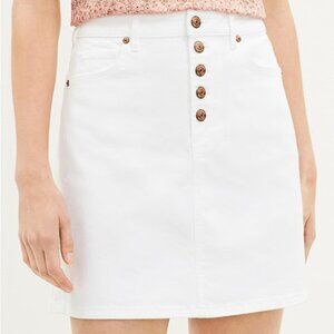 LOFT Button Front Denim Skirt in White Wash 00P